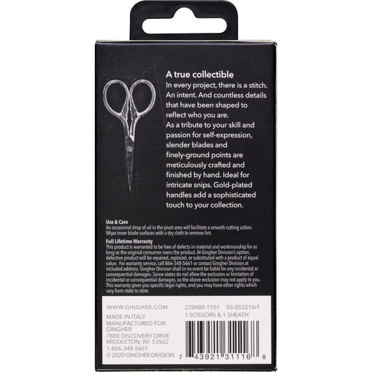 Gingher 3 1/2in Goldhandle Lions Tail Embroidery Scissors